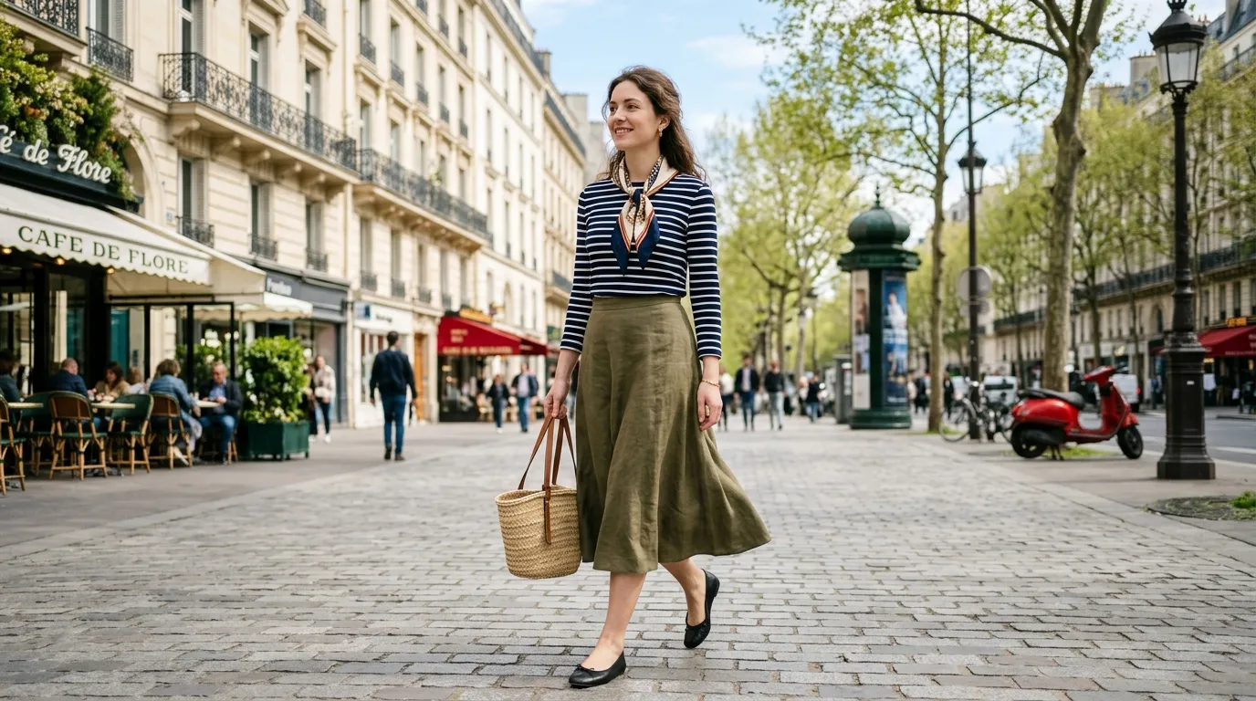 Breton Stripes With a Midi Skirt