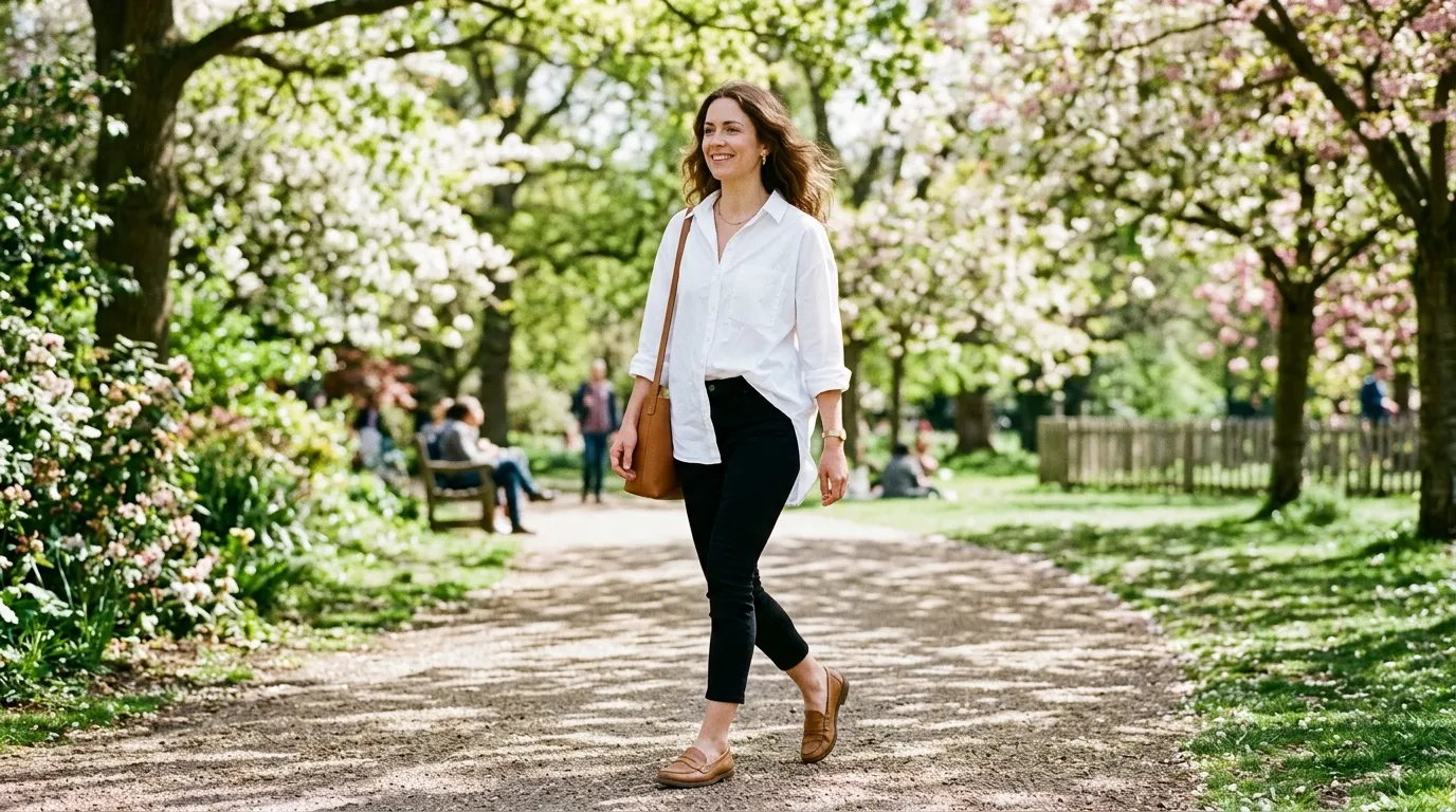 Capris With an Oversized Shirt and Loafers