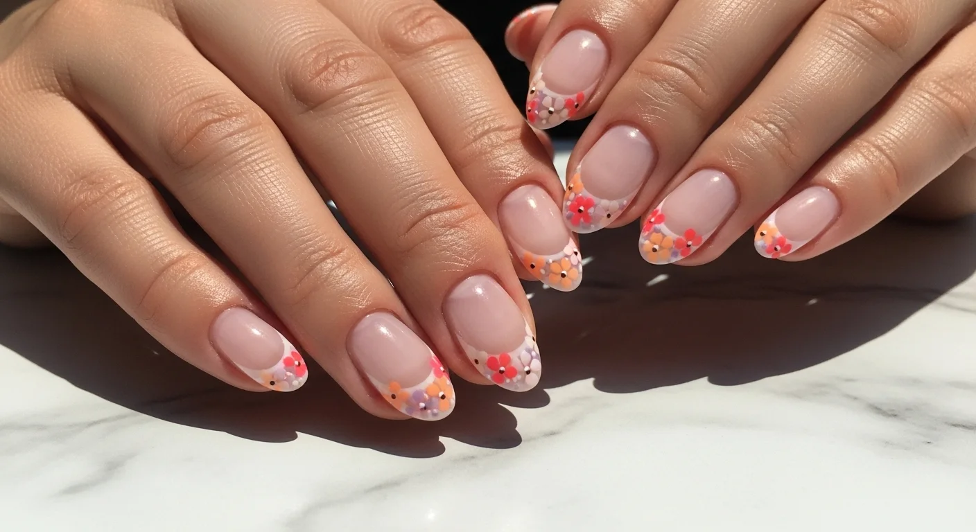 Deconstructed French Manicure with Florals