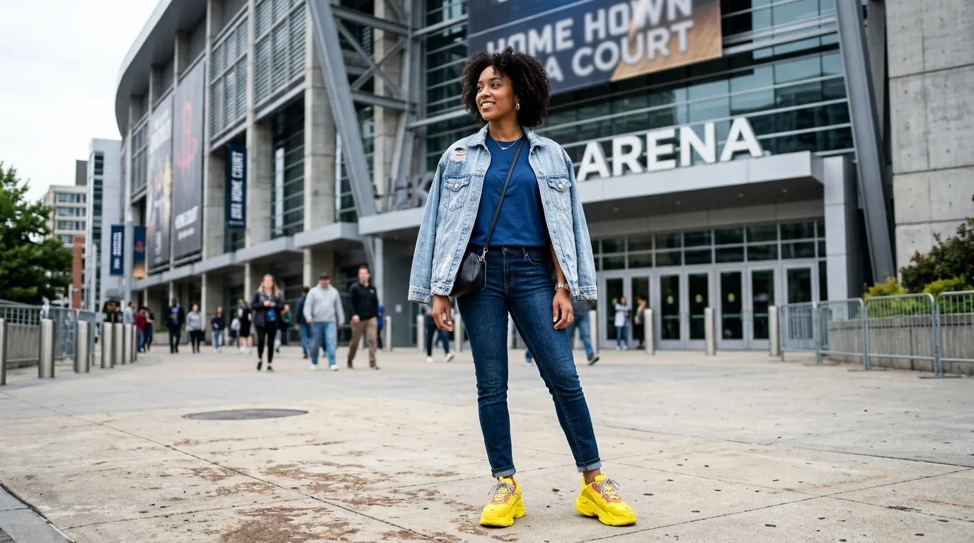 Denim on Denim With Statement Sneakers