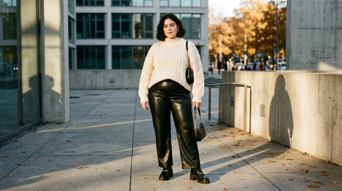 Faux Leather Trousers and a Cozy Knit