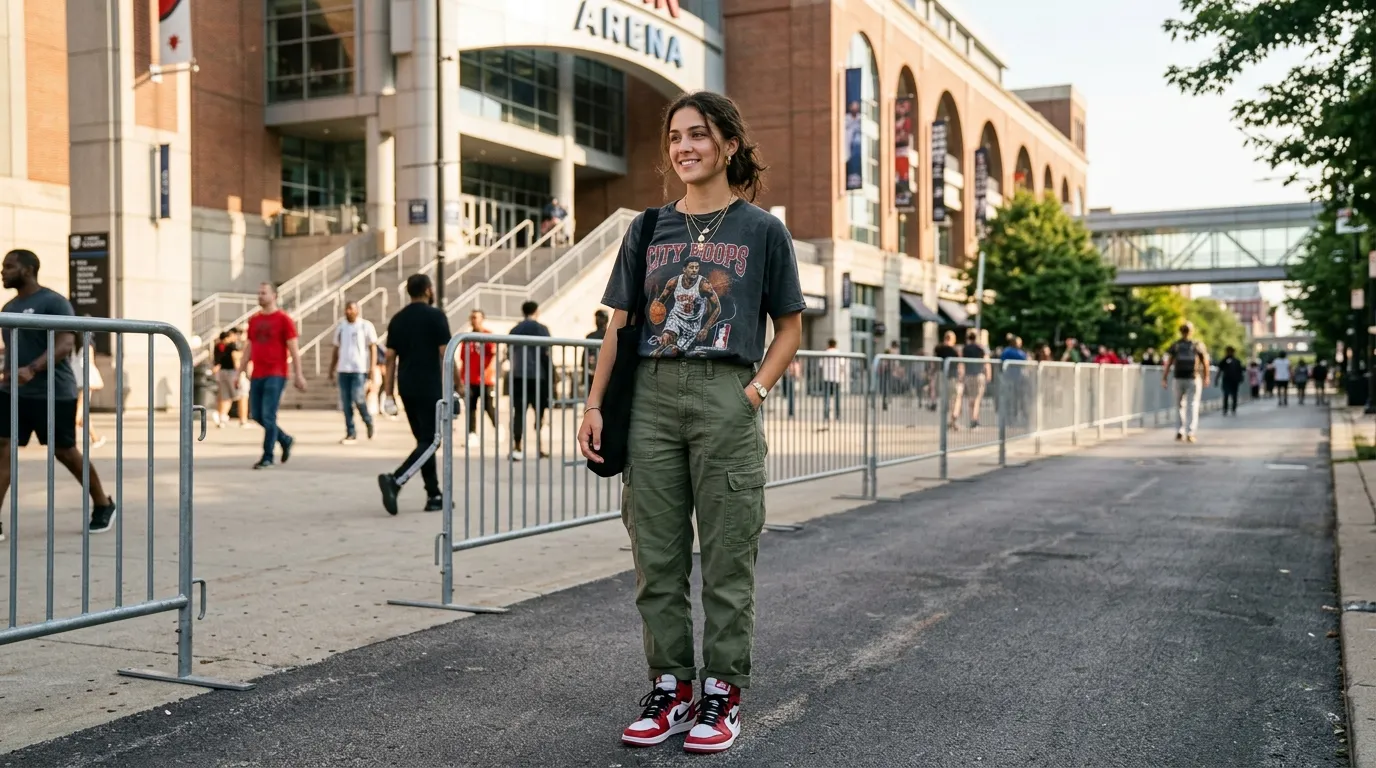 Graphic Tee, Cargo Pants, and Sneakers