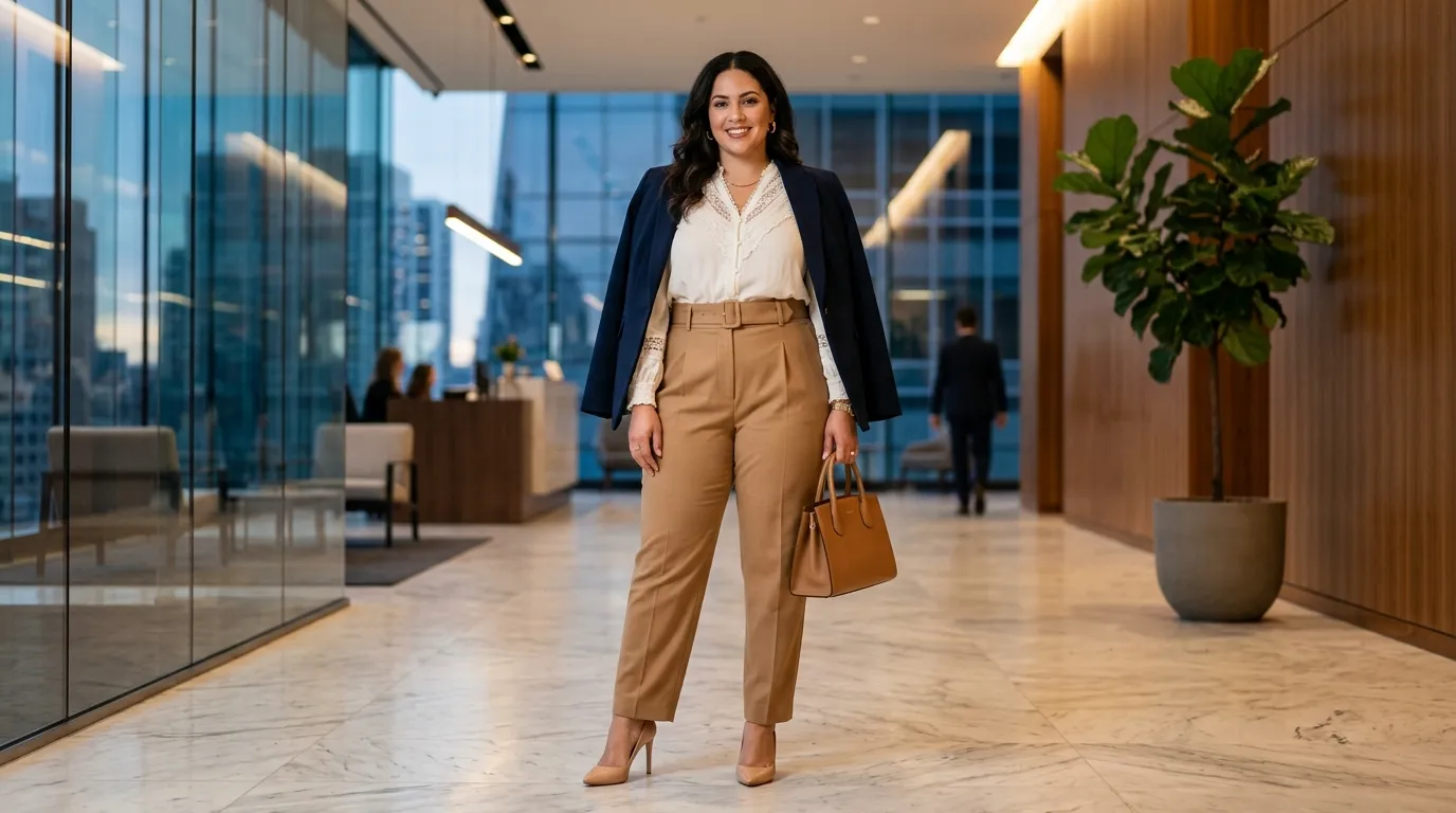 Lace Detail Blouse with Tailored Trousers