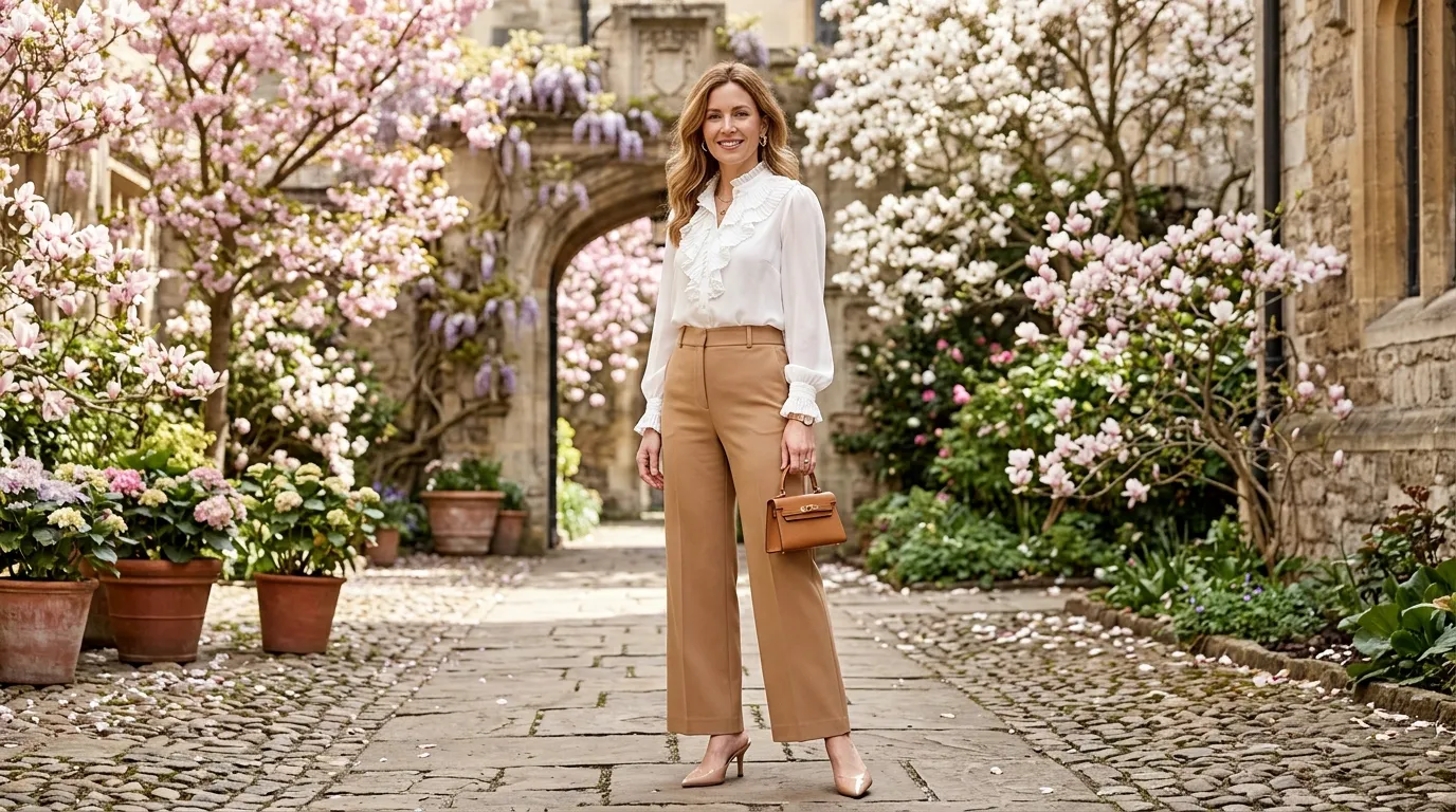Ruffle Detail Top with Tailored Trousers