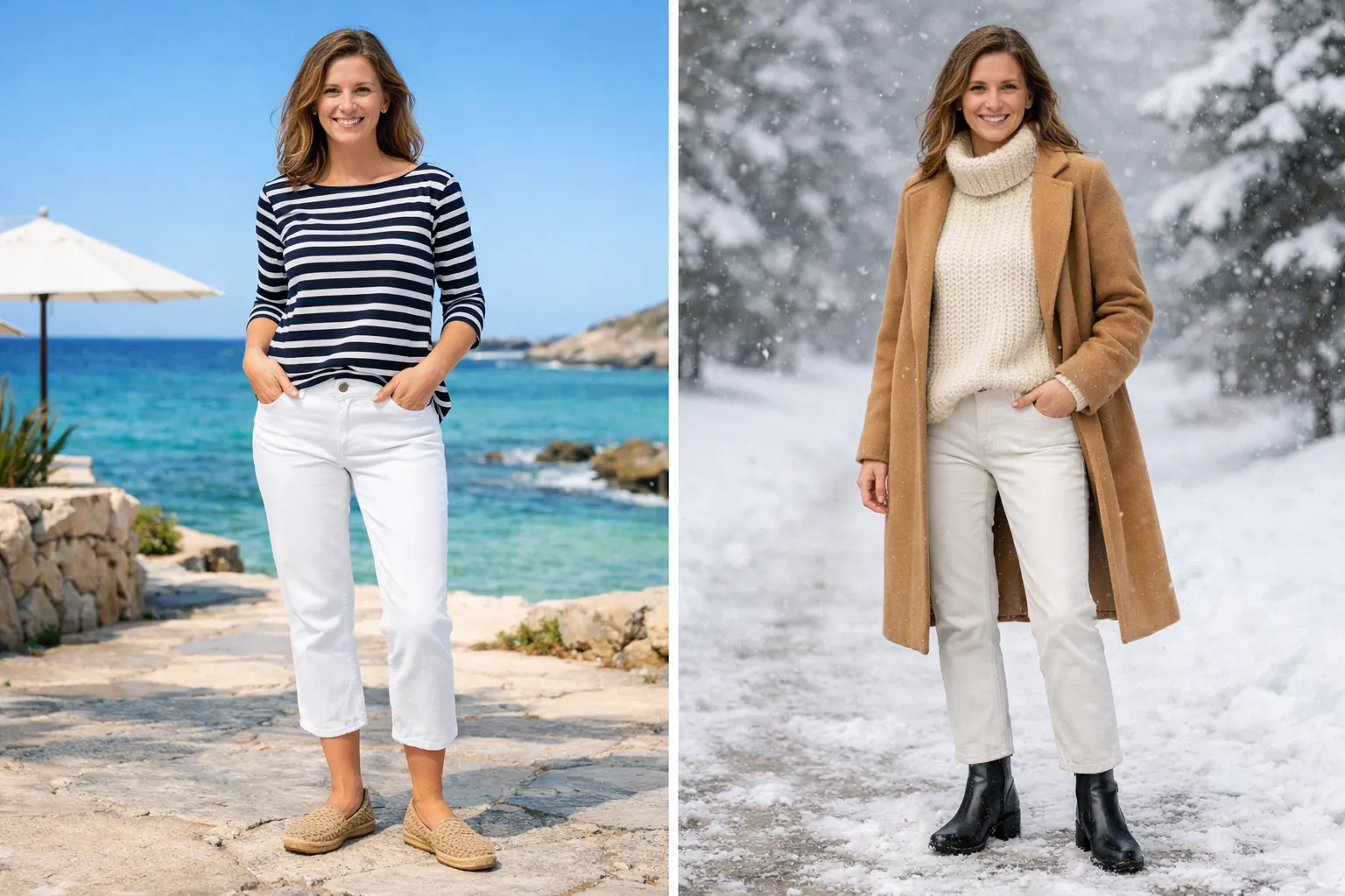 Seasonal White Jeans Styling