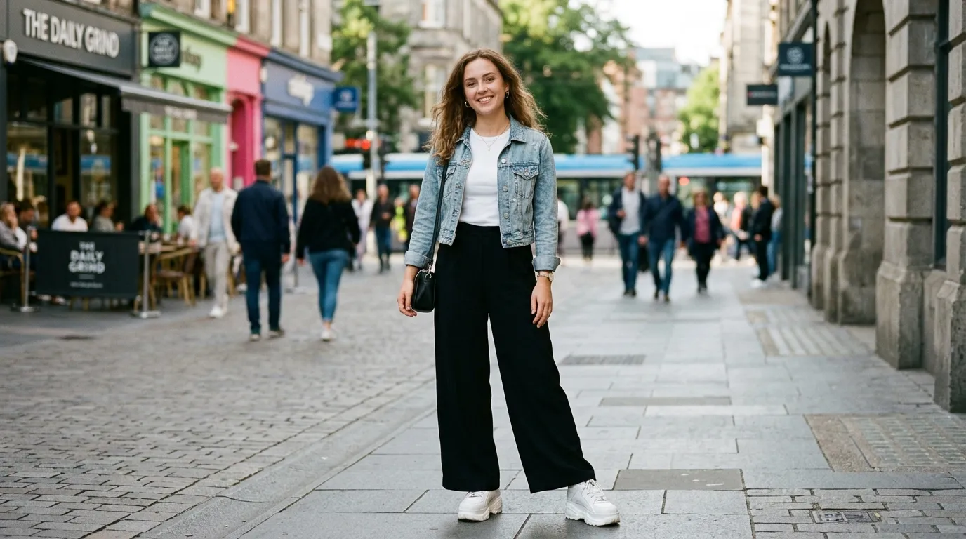 The Denim Jacket and Palazzo Street Style Look
