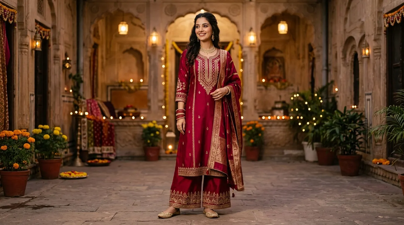 The Ethnic Kurti and Palazzo Combination