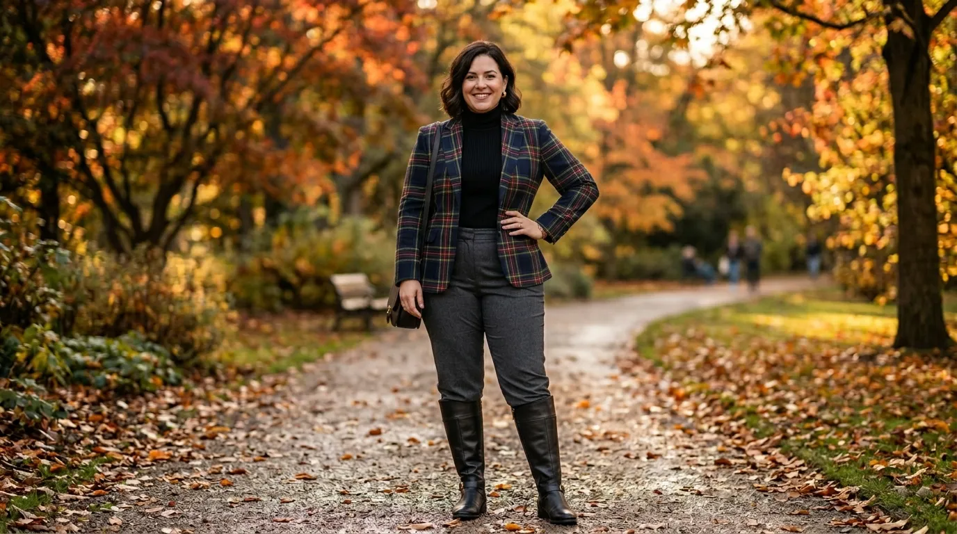 The Plaid Blazer and Straight Leg Trouser Set