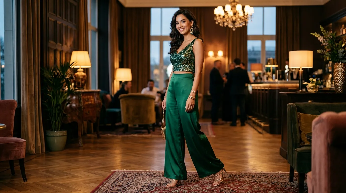 The Satin Evening Palazzo Outfit