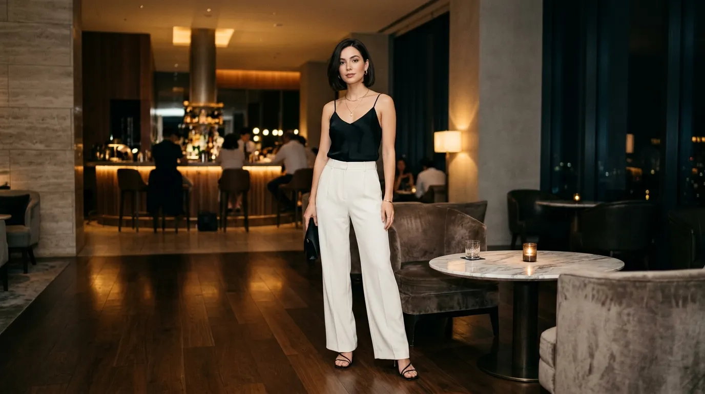 Wide Leg Trousers with a Cropped Top