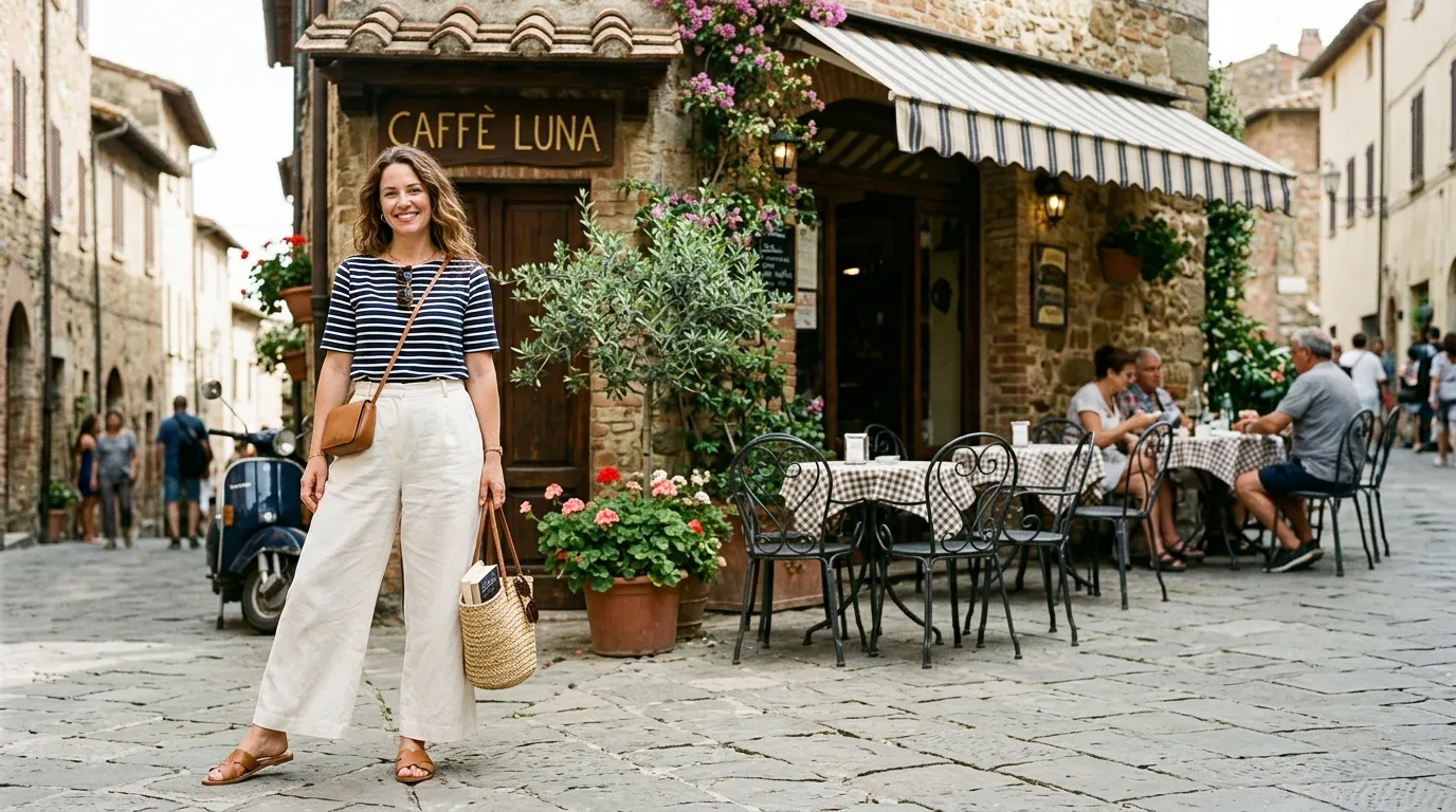 Wide Leg Trousers with a Striped Top