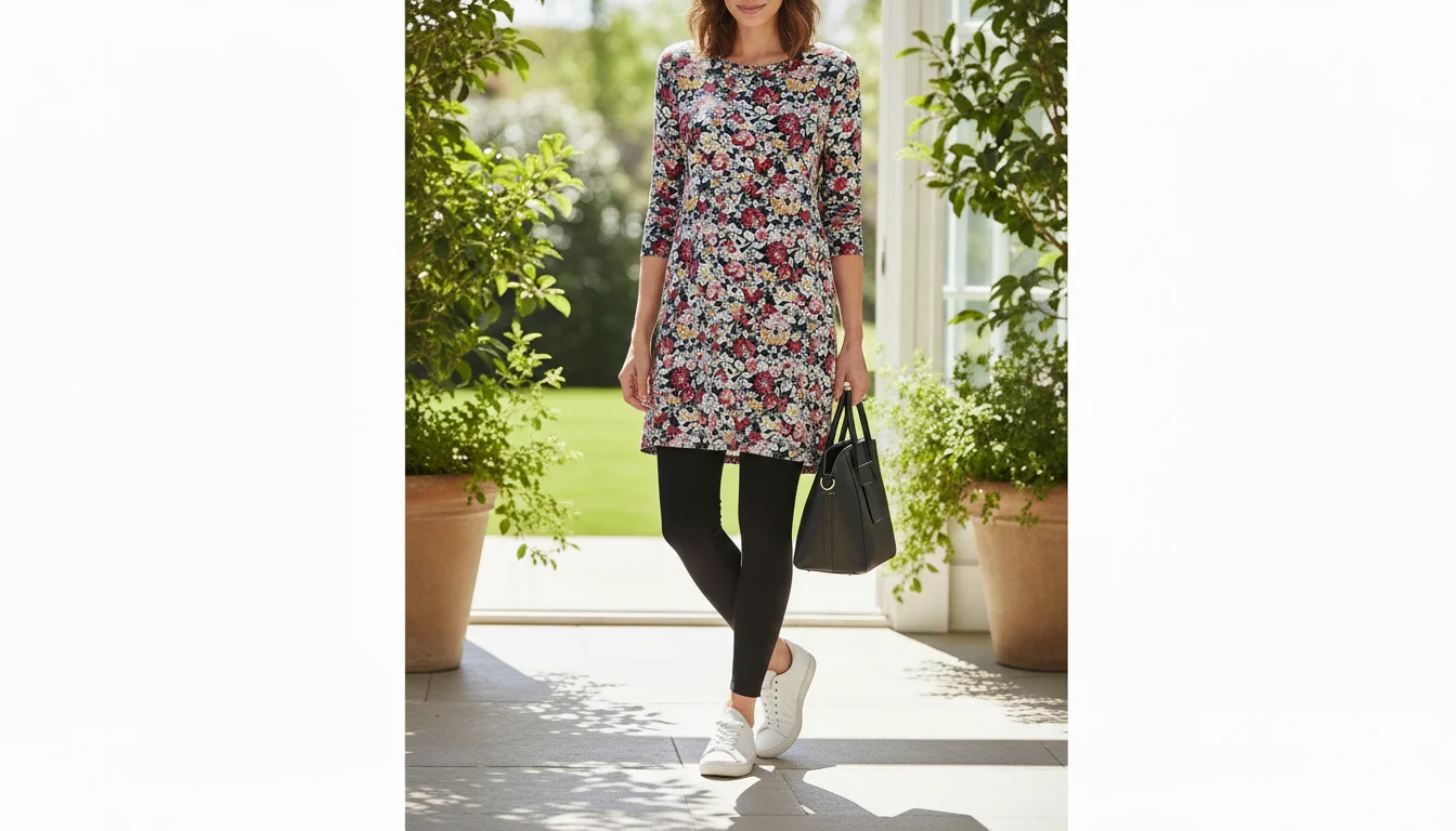 Woman in a romantic floral midi dress at an outdoor garden wedding