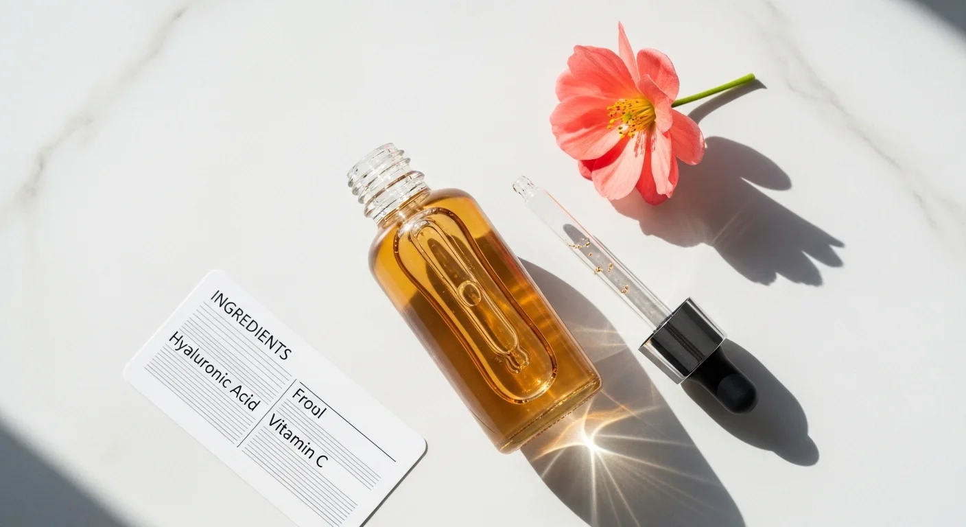 PDRN serum bottle flat lay on white marble with botanical bloom regenerative skincare trend 2026 PDRN serum bottle flat lay on white marble with botanical bloom regenerative skincare trend 2026