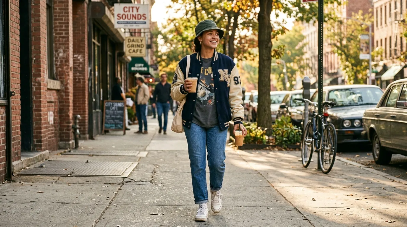 Retro Revival Varsity Jackets, Band Tees, and Vintage Denim