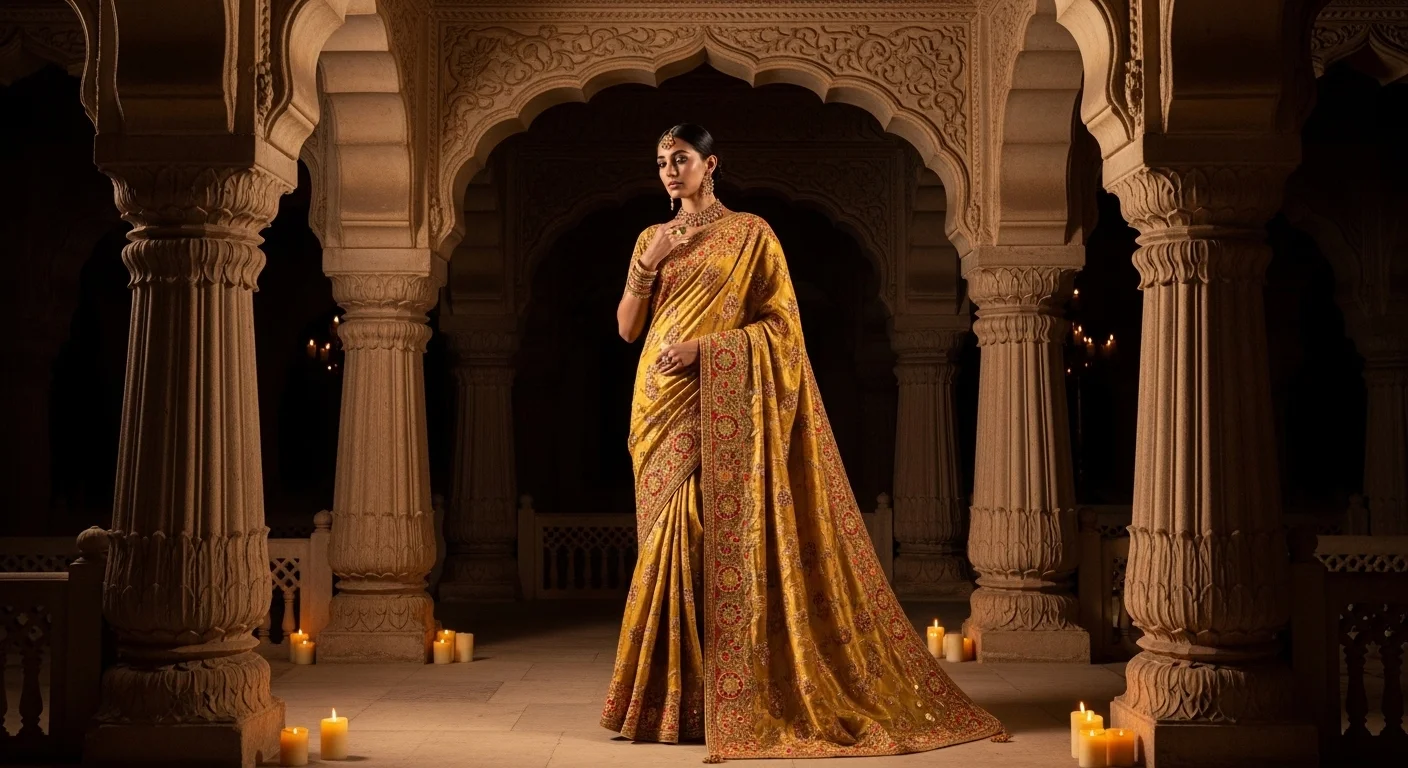 The Abu Jani and Sandeep Khosla Golden Chikankari Sari
