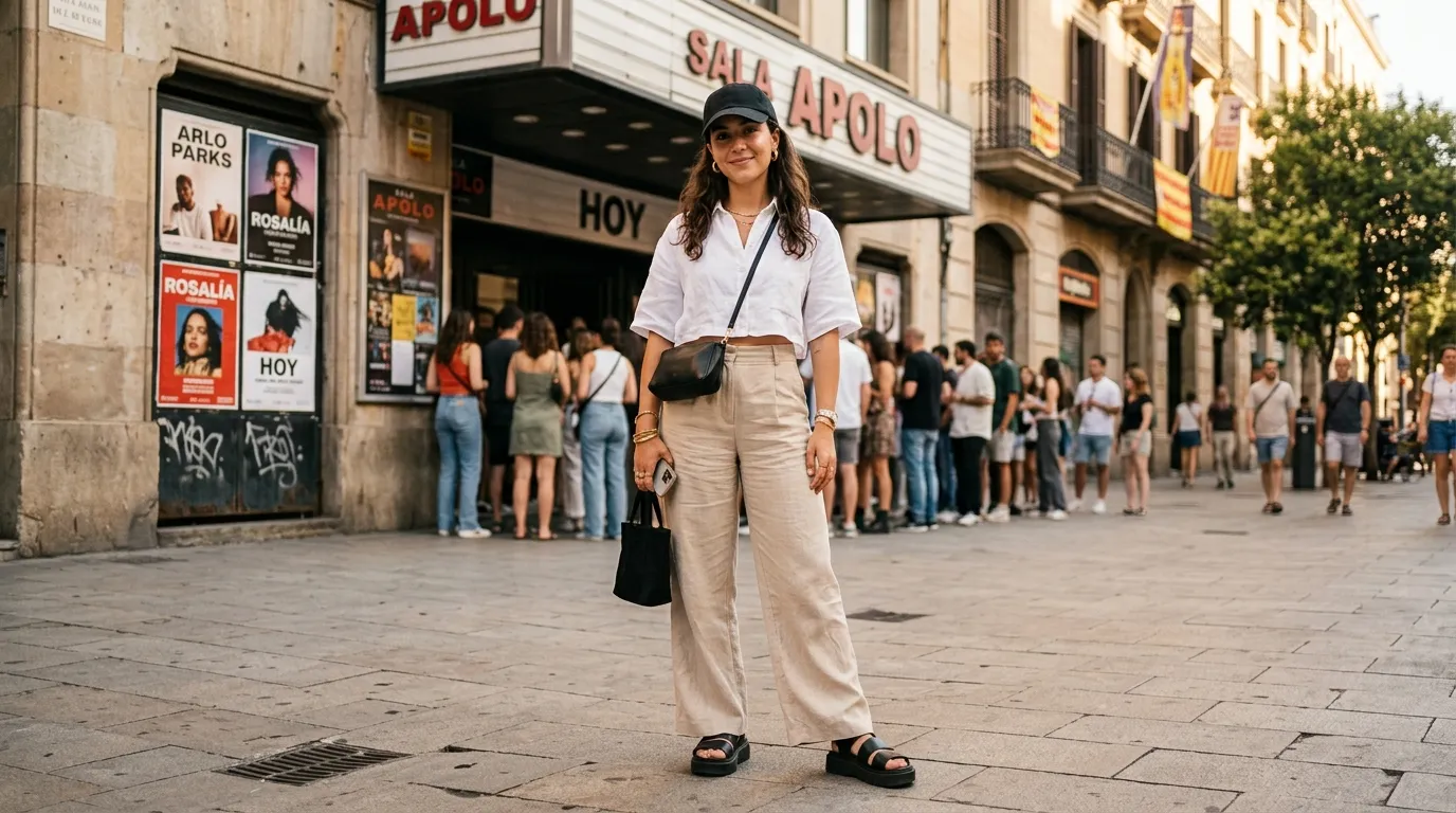 The Baseball Cap and Wide Leg Linen Pants Combination
