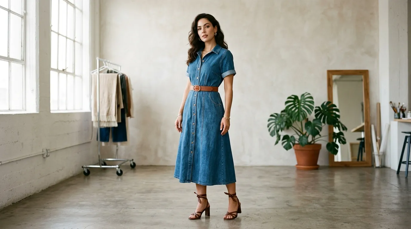 The Belted Denim Dress for a Defined Silhouette