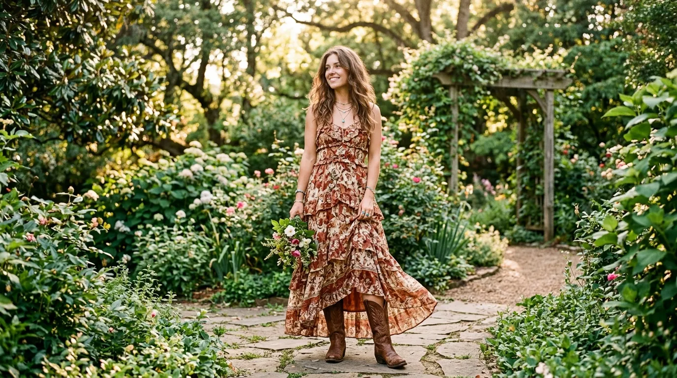 The Boho Maxi Dress With Western Boots