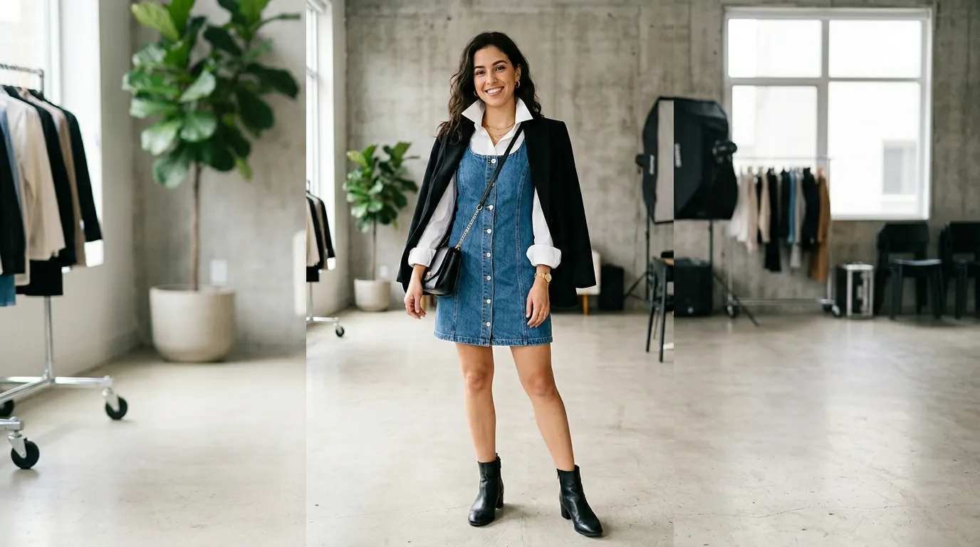 The Denim Dress as a Layering Piece