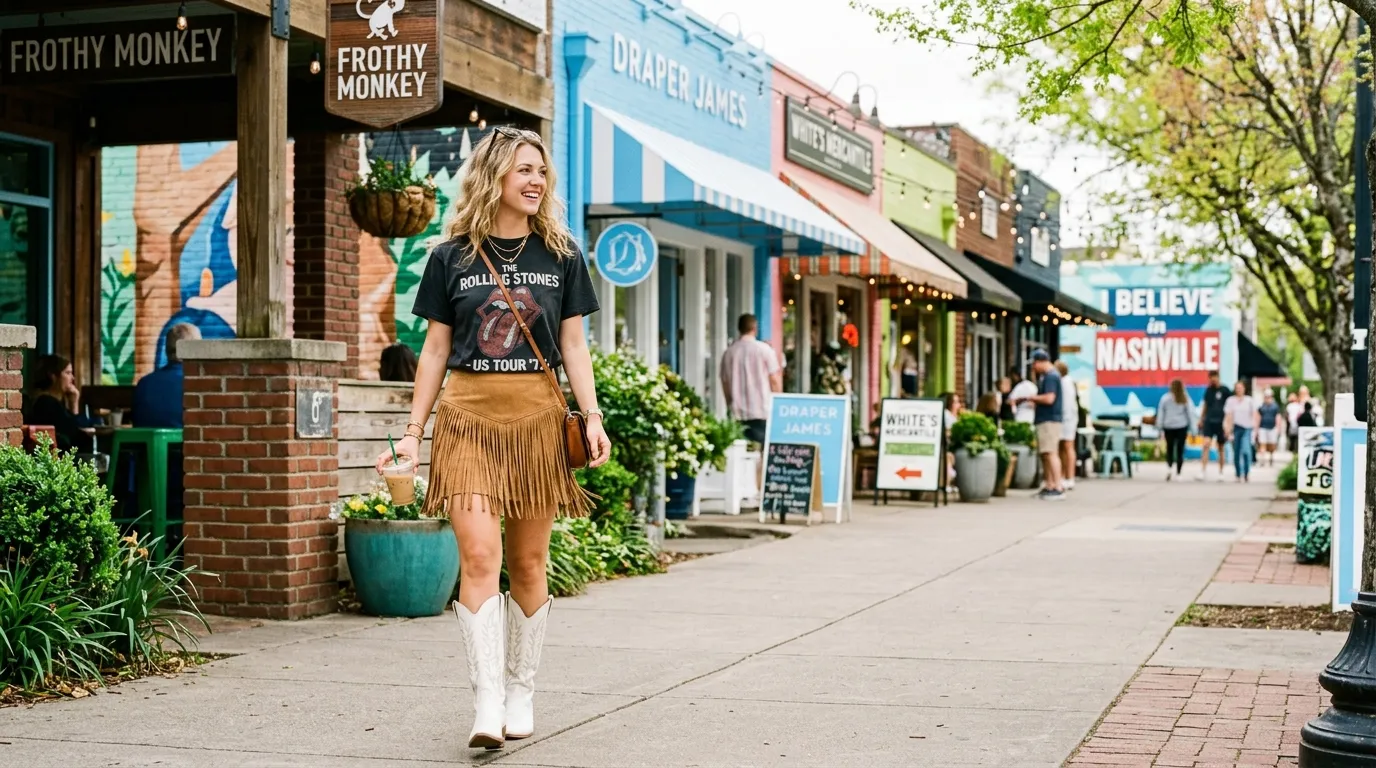 The Graphic Tee And Fringe Skirt Pairing