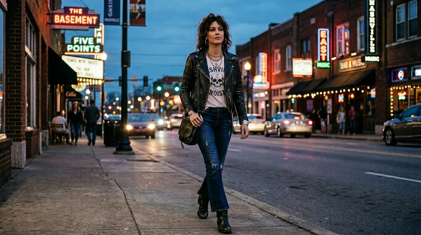 The Leather Jacket And Bootcut Jeans Look