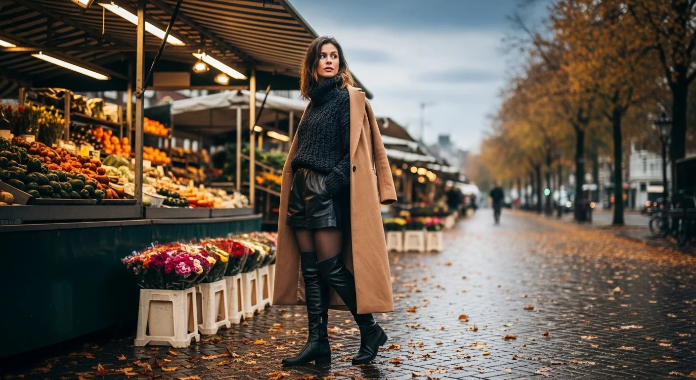 The Leather Shorts and Chunky Knit Outfit