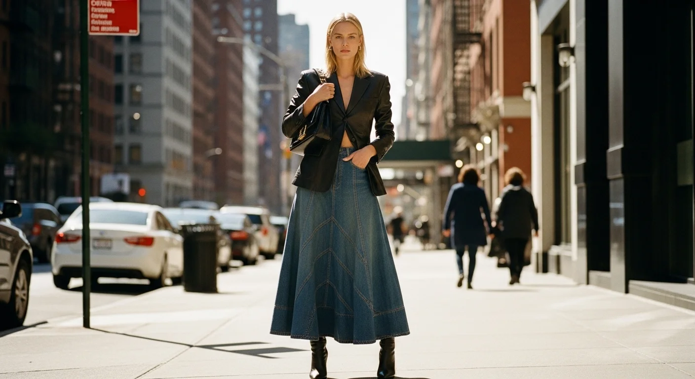 The Roberto Cavalli Denim Maxi Skirt That Revived a Forgotten Silhouette