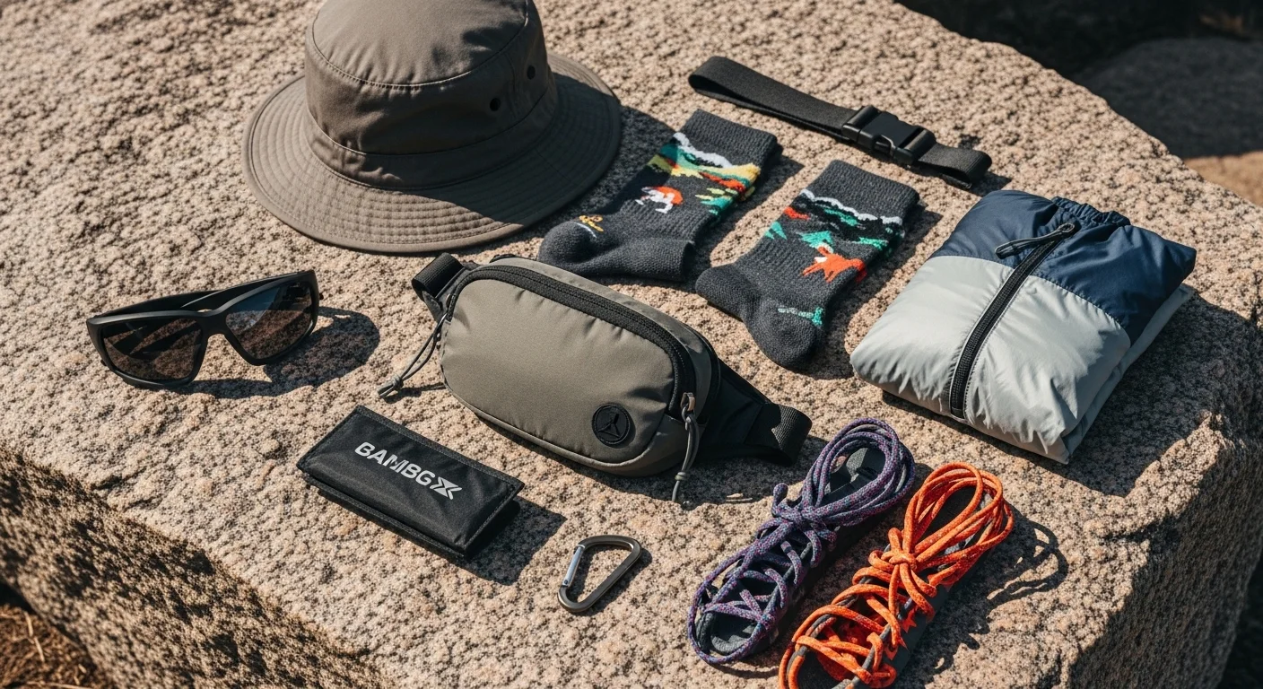 Woman in a minimalist trail runner summer hiking outfit wearing a performance bra under a mesh overshirt and split leg shorts running in full stride on a narrow alpine mountain trail