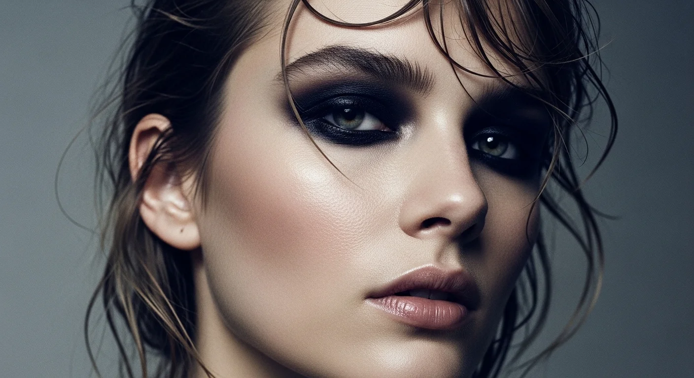 beauty editorial with smudged dark kohl liner smoky eyes and tousled waves grunge makeup revival 2026 beauty editorial with smudged dark kohl liner smoky eyes and tousled waves grunge makeup revival 2026