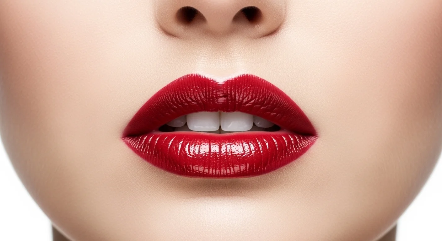 extreme close up of woman wearing rich cherry red lacquered lips bold lip trend spring 2026 beaut extreme close up of woman wearing rich cherry red lacquered lips bold lip trend spring 2026 beaut