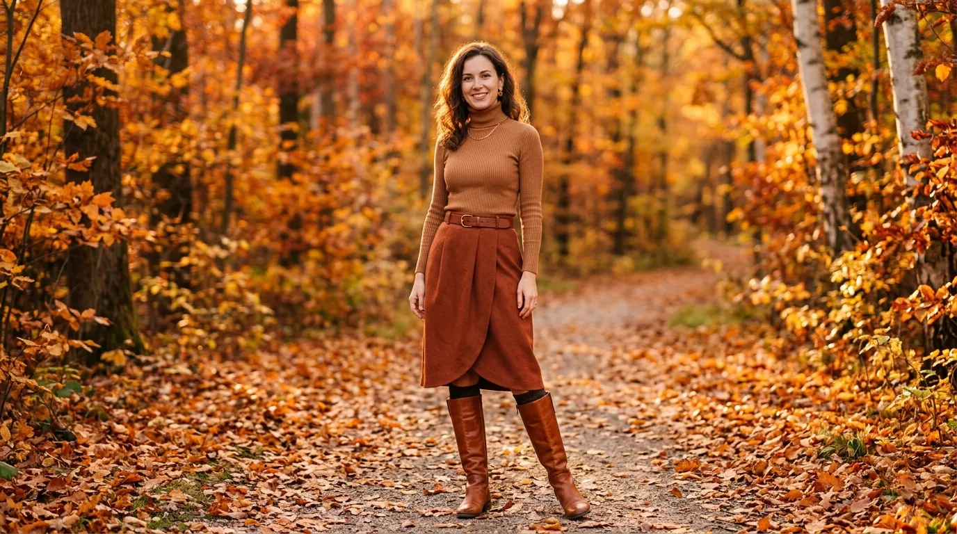 Autumn Tulip Skirt With Boots and Knitwear