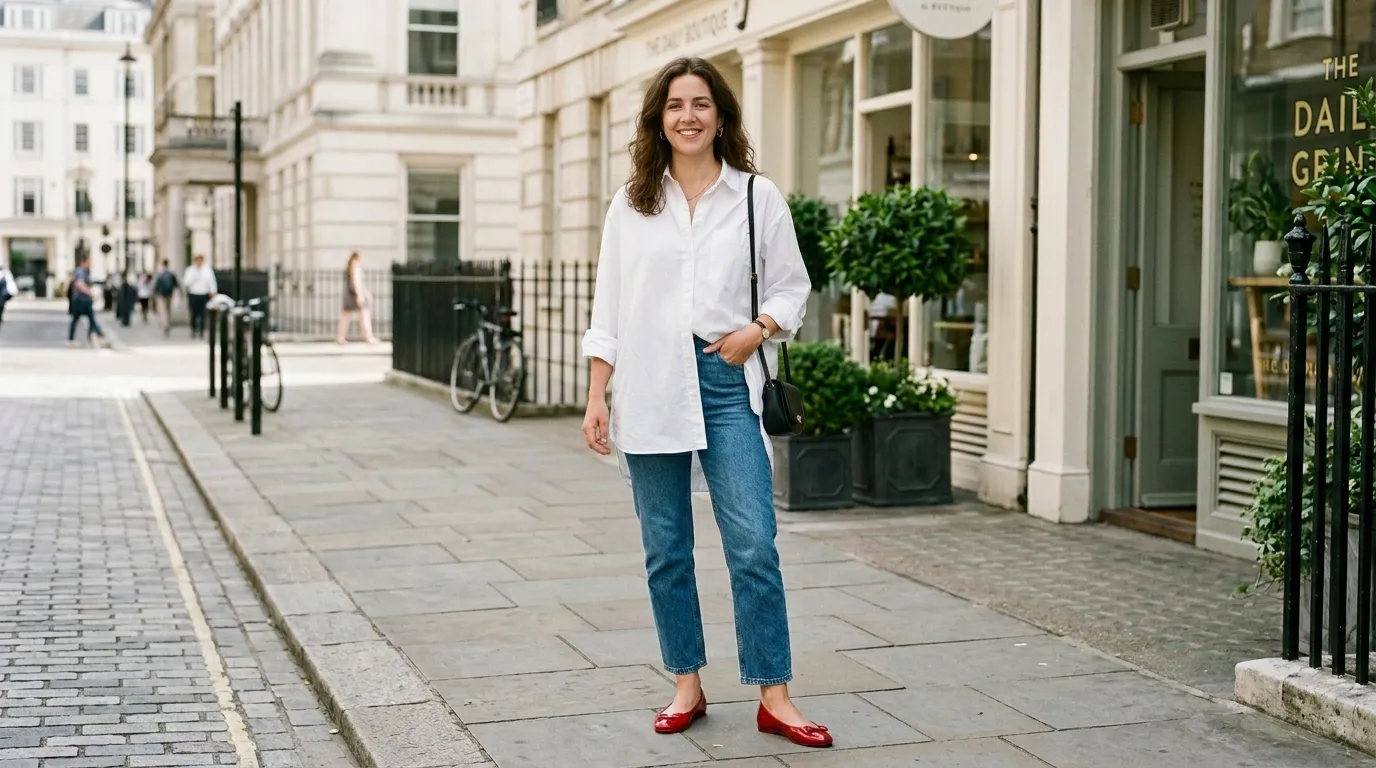 Classic White Button Down and Straight Leg Jeans