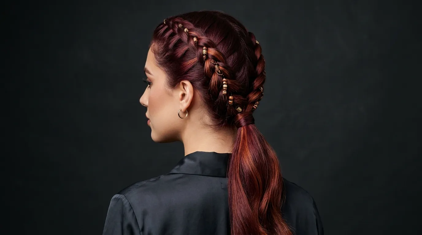 Double Braids into a Low Ponytail Double Braids into a Low Ponytail
