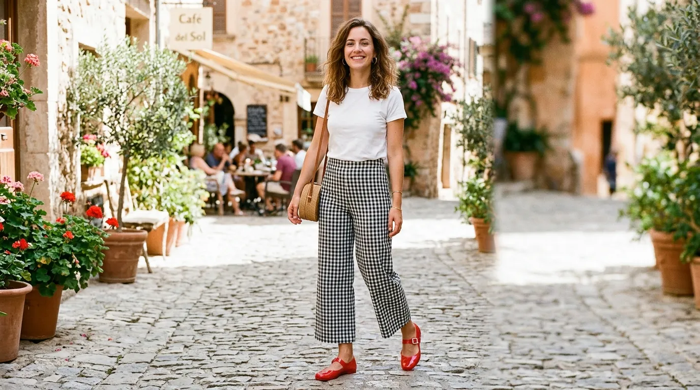Gingham Trousers and a White Tee