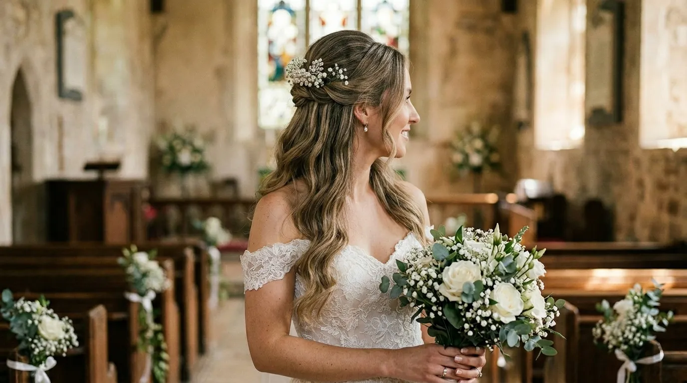 Half Up Half Down Wedding Hairstyle Ideas