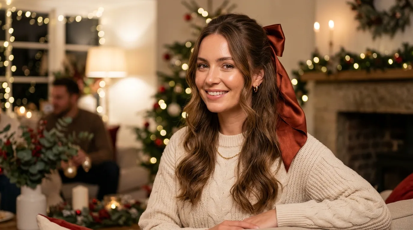 Half Up Half Down with a Ribbon