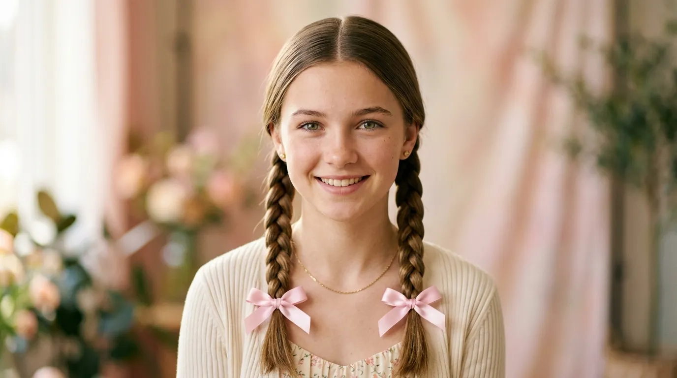 Pigtail Braids with Ribbons