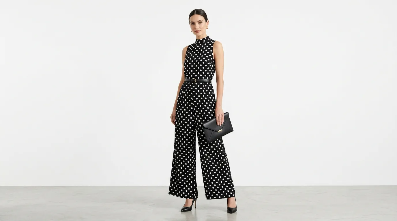Polka Dot Blouse with a Leather Skirt Polka Dot Blouse with a Leather Skirt