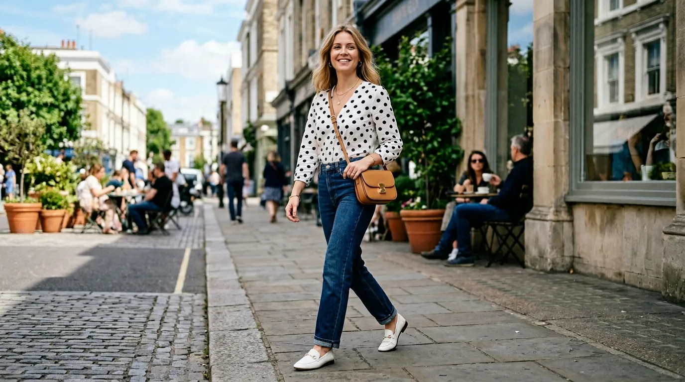Polka Dot Top with Denim Jeans Polka Dot Top with Denim Jeans