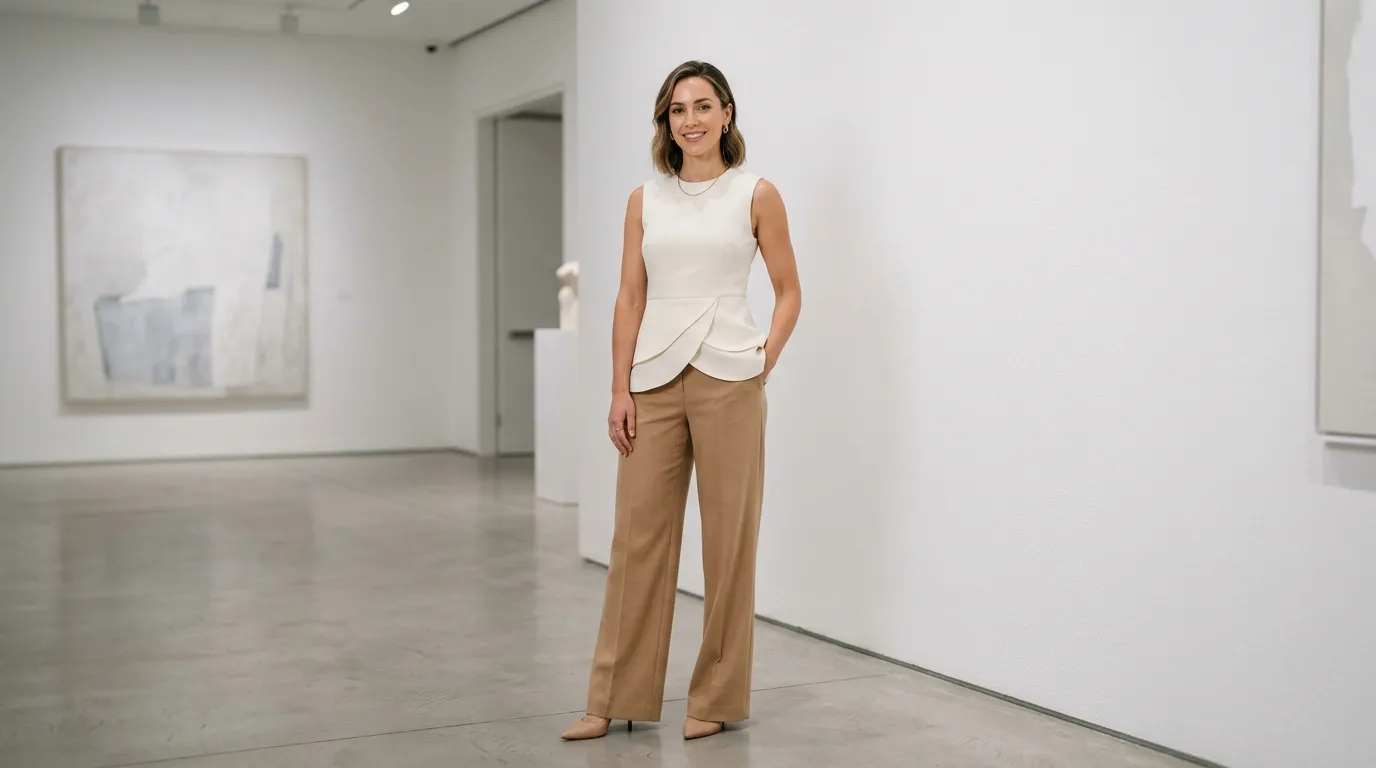 Sleeveless Tulip Top With Wide Leg Trousers