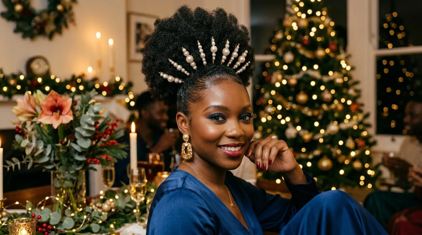 The Coily Puff with Pearl Accents