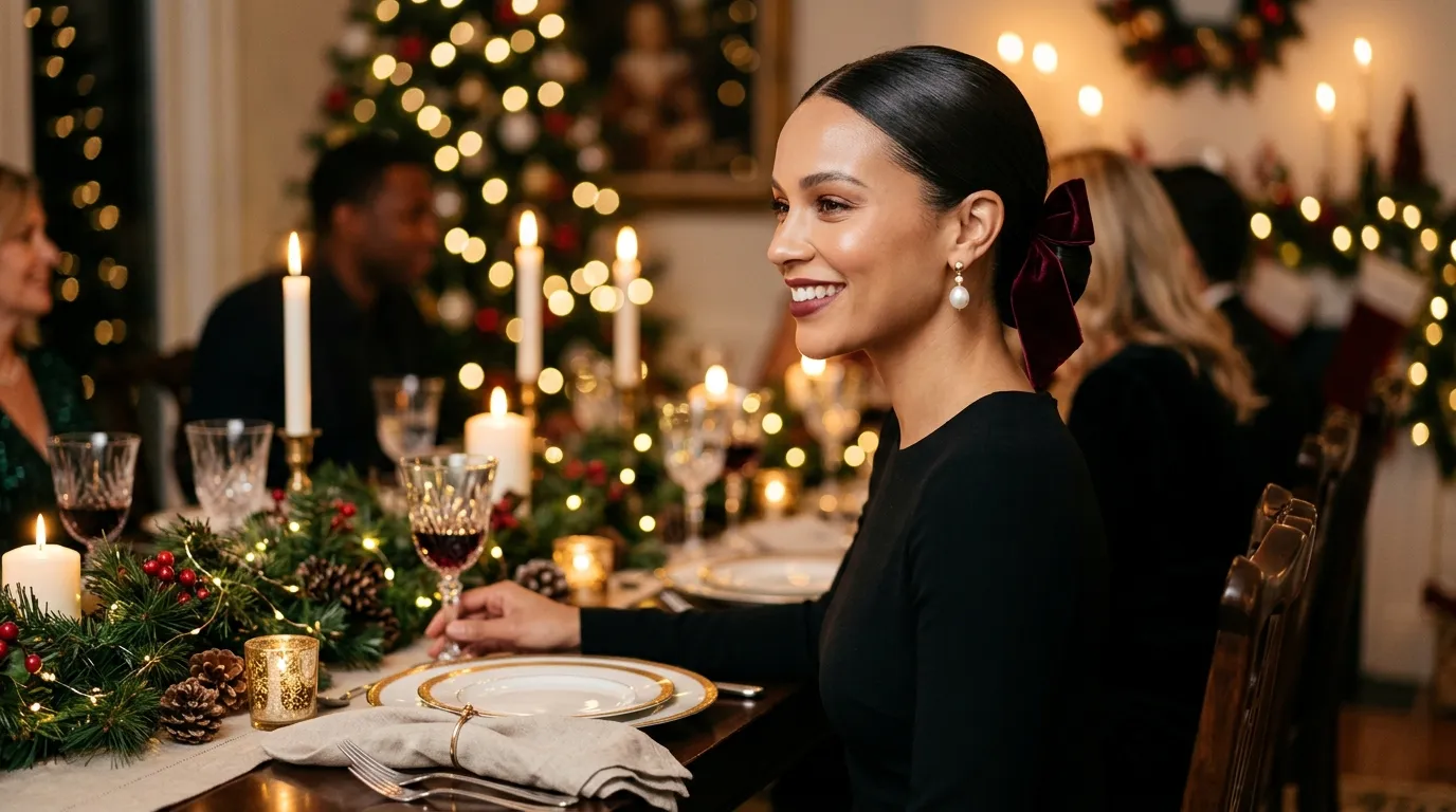 The Sleek Low Bun with a Velvet Bow