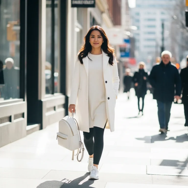 Weekend-Athleisure-Elevated white coat outfits for winter style