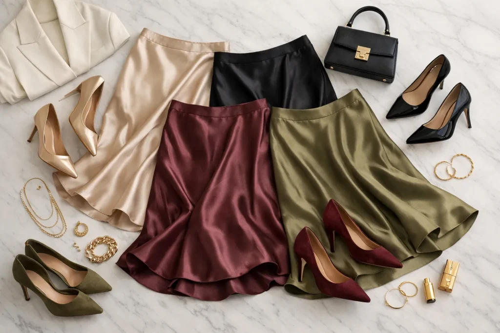 10+ Satin Skirt Outfits That Are So Chic Right Now, You Have To Try!