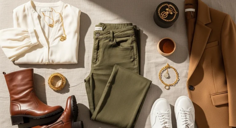 Multiple stylish ways to style olive green pants with tops shoes and accessories